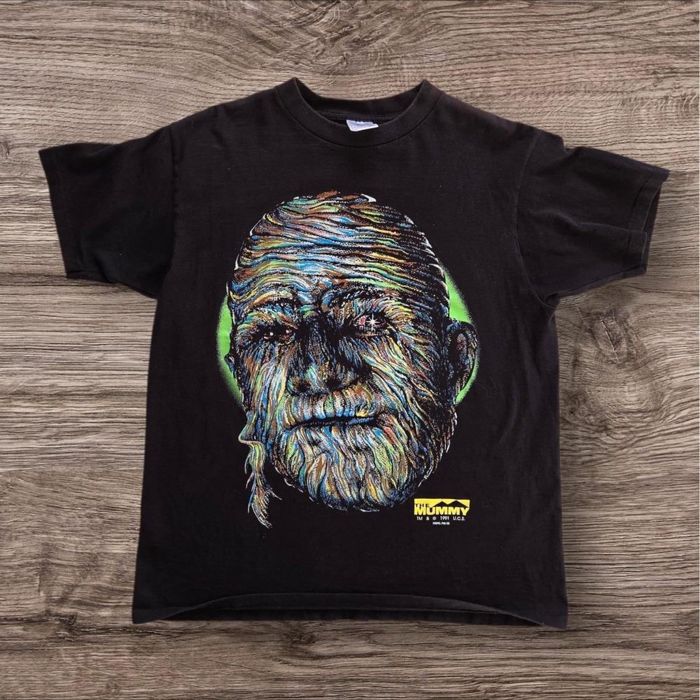 Vintage 1991 The Mummy Universal Studios Monsters Delta Mens Large Black 90s